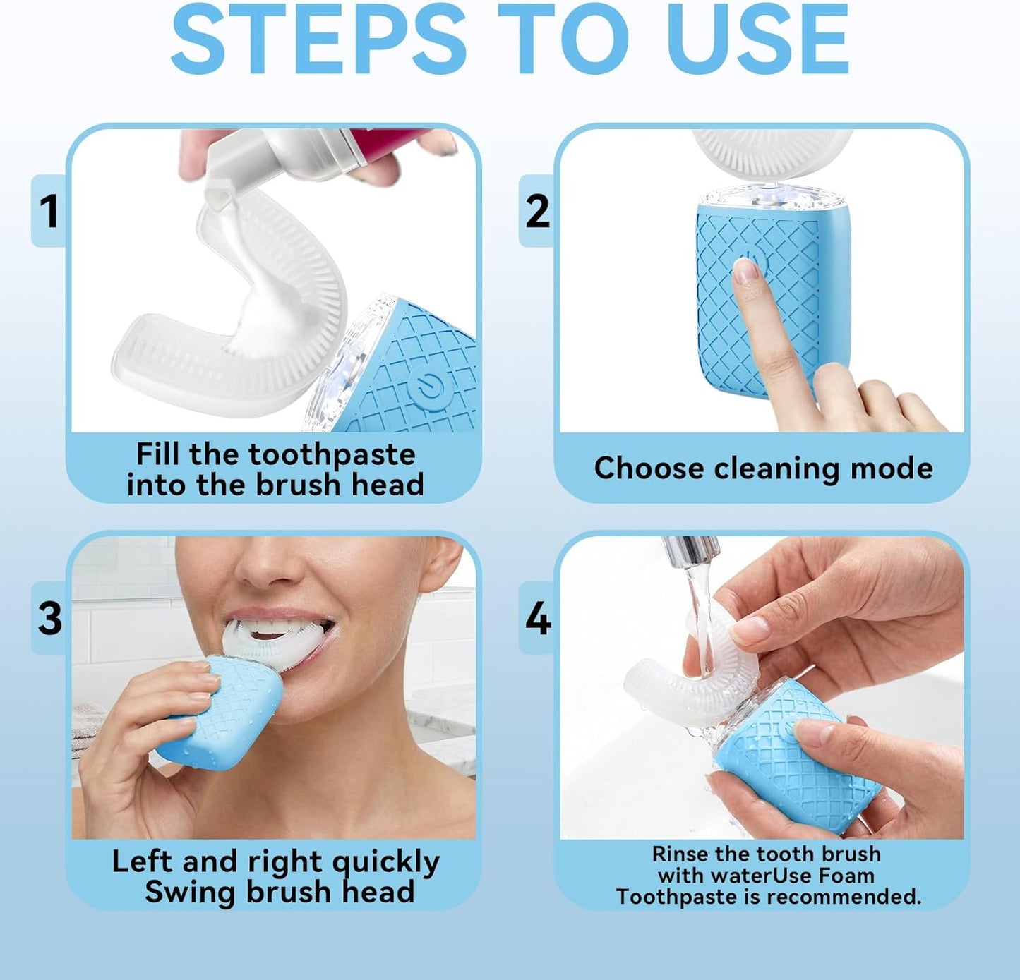 Smart Electric Toothbrush USB Rechargeable U-shaped Tooth